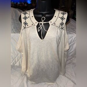 Torrid Embroidered Grommet Tie Front Tank Top